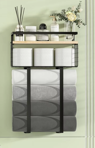 Porte-serviettes mural en acier inoxydable OEM/ODM avec étagère de rangement, support à serviettes pour salle de bain et cuisine, organisateur de mouchoirs - Product Image 4