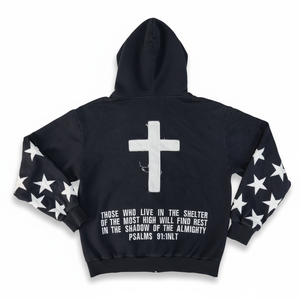 Customized Logo Digital Printed with embroidery Zipper-Up Hoodies for men 100% cotton fleece 450gsm - Product Image 2