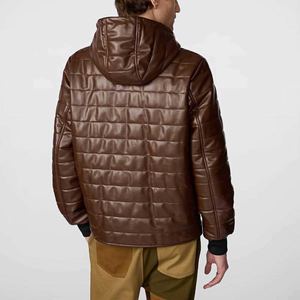 Dernier design, prix bas, sweat à capuche en cuir pour homme, col à capuche, uni, teint, sweats à capuche pour homme, cuir véritable de qualité supérieure, mode d'hiver - Product Image 2