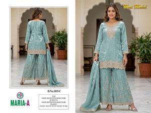 Women's Light Blue Silk Salwar Kameez Traditional Ankle-Length Loose Fit Wedding Wear India Pakistan Style - Product Image 5