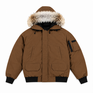 Sweat à capuche personnalisé en duvet de canard blanc d'hiver avec fermeture éclair, col en fourrure, style rétro unisexe, ultra-chaud et polyvalent - Product Image 1