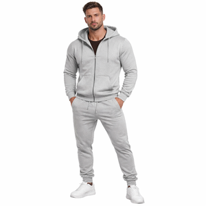 Conjunto Deportivo para Hombre, Sudadera con Capucha Gris, Pantalones Jogger, Ropa Deportiva para Gimnasio, Fitness y Entrenamiento, Logotipo Personalizado, Venta al Por Mayor - Product Image 4