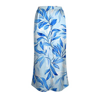 Jupe trapèze en mousseline florale pour femme, taille haute élastique, imprimé tulipes rose pâle, longueur ras du sol, élégante, en satin tissé