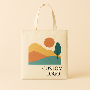 Venta al por mayor bolsas de algodón logotipo impreso personalizado bolsas de compras grandes reutilizables blanco en Blanco Bolsa De algodón personalizada - Product Image 4