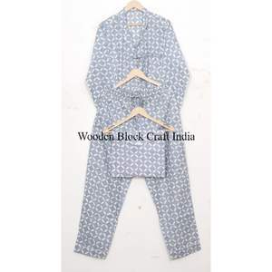 Ensemble pyjama décontracté pour femme à imprimé géométrique, chemise à manches longues et col rabattu, pantalon, coupe confortable et décontractée - Product Image 5