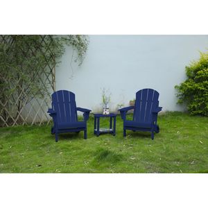 Set di sedie Adirondack pieghevoli blu navy in 3 pezzi con tavolino laterale, include 2 sedie e 1 tavolo - Product Image 2