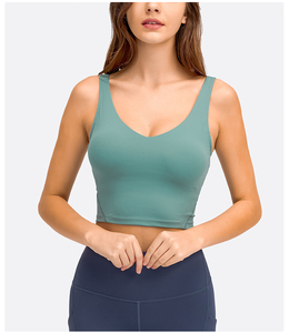 Soutien-gorge de sport long sans couture pour femme, dos nu, col rond, bretelles spaghetti en dentelle, maintien moyen, respirant, pour le yoga et les activités sportives OE - Product Image 4