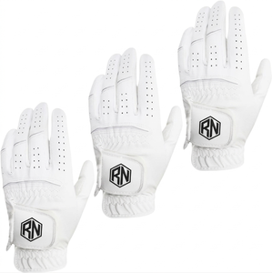 Wholesale High Quality cabretta leather golf glove leather <b>strap</b> breathable non slip golf gloves for right and left hands - Product Image 1