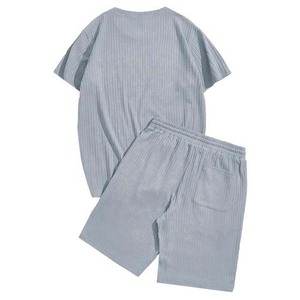 High Quality Casual Running Summer Casual Breathable Polyester/Cotton Oversized Crop Top & Shorts Two-Piece <b>Set</b> Men's Shorts <b>Set</b> - Product Image 4