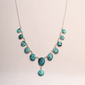 Natural Turquoise Necklace 925 Sterling Silver Multi Stone Statement Necklace Handmade Southwestern Bold Jewelry <b>Gift</b> For Her - Product Image 3