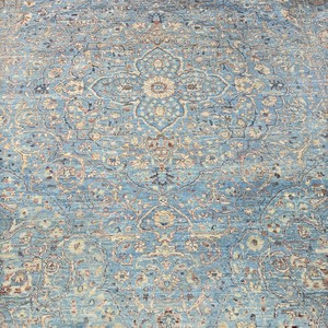 Tapis vintage bleu clair à motifs persans - Tapis oriental à poils ras tufté à la main pour chambre à coucher - Product Image 3
