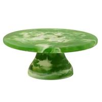 Support à gâteau rond en résine fait main, design marbré vert, 1 pièce