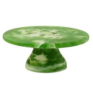Round Resin Handmade Non-Stick <b>Cake</b> <b>Stand</b> Green <b>Marbled</b> Design 1 Piece - Product Image 1