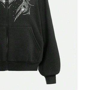 Custom Bling Sparkle Crystal Rhine Stone Men's Skull Full-Zip Rhinestone <b>Skeleton</b> <b>Hoodie</b> Custom Logo 100% Polyester Winter - Product Image 4