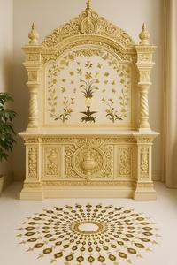 Templo Sagwan de madera de gran tamaño para el hogar indio, Mandir marrón, Templos personalizados con almacenamiento, Unidades de Puja con tallado elaborado, Australia - Product Image 4
