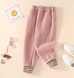 Pantalones Deportivos de Invierno para Niños Unisex, Cintura Elástica de Alta Calidad, Pantalones Térmicos Gruesos, Puños a Rayas, Color Sólido, 3-14 Años - Product Image 2