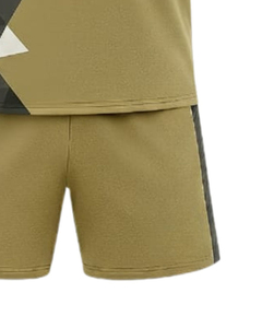 Men V Neck Sports T Shirt And Shorts <b>Set</b> Khaki Olive Polyester Quick Dry Breathable Athletic Training Wear OEM Custom Uniforms - Product Image 6