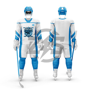 Storm Kings Ice Hockey Jersey <b>White</b> Blue Sublimation Print Breathable Polyester <b>Men's</b> Adult Uniform Needle Detection - Product Image 1