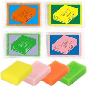 Set di 4 Spugne da Cucina Durevoli a Lunga Durata, Eccellente Drenaggio, Schiuma Abbondante per Lavaggio Piatti, Bagno e Fornelli - Product Image 1