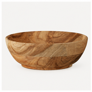 Bol à salade en bois d'acacia écologique fait main, grand bol rond à grain naturel pour servir des fruits, des collations et mélanger - Product Image 1