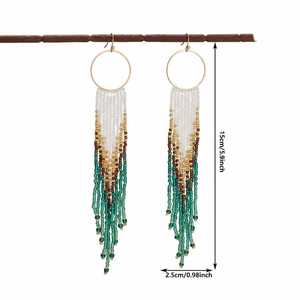 Perles personnalisables bohèmes pour femmes, tissées à la main, avec longues pampilles, tendance pour mariages et fêtes, fournitures de perles - Product Image 5