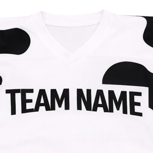 Maillot de hockey sur glace personnalisé |   Motif unique à imprimé vache - Personnalisez le nom et le numéro de votre équipe - Vêtements de sport sublimés respirants - Product Image 5