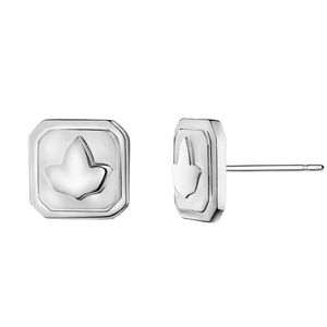 Boucles d'oreilles clous carrées en argent avec motif feuille en relief, style géométrique, élégantes, bijoux de mode pour femme, pour tous les jours et les soirées - Product Image 4
