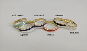 Anillos de Banda de Plata de Ley 925 con Esmalte Multicolor, Anillo de Boda, Anillo de Aniversario, Regalo para Ella - Product Image 5