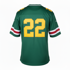 Maillot de football américain personnalisé pour homme adulte - 100% polyester, imprimé par transfert thermique, séchage rapide, évacuation de l'humidité, manches courtes, personnalisable - Product Image 2