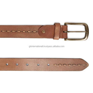 Cinturón Casual de Cuero Marrón de Grano Completo con Diseño Trenzado a Mano de Fábrica para Hombre con Hebilla de Latón de Una Sola Punta Sólida - Product Image 3