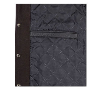 Blouson universitaire d'hiver pour homme en polyester/coton, noir, écologique, respirant, coupe-vent, avec doublure en laine, style preppy, fermeture éclair, lettre B - Product Image 4