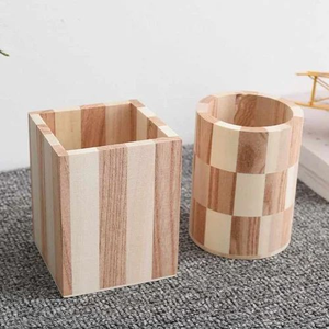 Porte-crayons en bois, support de bureau décoratif, design en bois naturel pour le bureau, l'école et la maison - Product Image 6