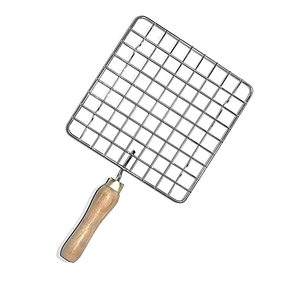 Asador de alambre de acero inoxidable cuadrado de 8 pulgadas con mango de madera para asar roti, papad, pollo y cocinar en la cocina - Product Image 5