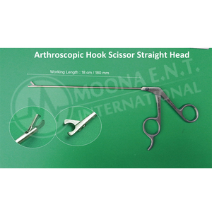 MOONA E.N.T. Ciseaux à crochet arthroscopique AR-11250 à tête droite 18 cm, instrument chirurgical manuel pour chirurgie arthroscopique, CE Classe I - Product Image 1