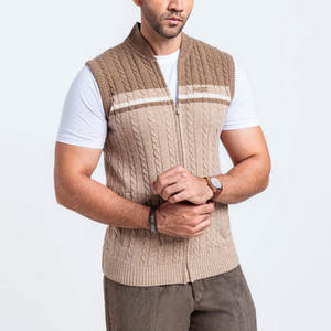 Suéteres casuales de punto con cremallera para hombre, sin mangas, con diseño estampado, en venta. - Product Image 1