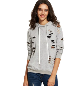 Sudadera con Capucha para Hombre, 100% Algodón, Color Sólido, Diseño Desgastado, Bolsillo Frontal, Corte Casual, Invierno, Tejido de Punto, Manga Regular - Product Image 2