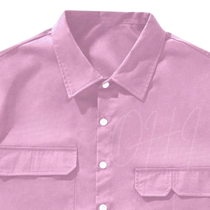 Camisa de Manga Corta Rosa con Logotipo Personalizado, 100% Algodón, Transpirable, Corte Holgado, Estilo Casual y Moderno, con Botones, para Hombre y Mujer, Calidad Garantizada - Product Image 4