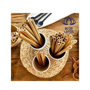 Pailles en bambou naturel lavables HOT SELLING BLUE LOTUS FARM |   Biodégradable, sans BPA, bord lisse de 200 mm pour boissons chaudes et froides - Product Image 1