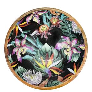 Plateau en bois émaillé artisanal à motifs floraux, plateau de service fait à la main pour la salle à manger, la cuisine, le restaurant, le café et la décoration de la maison - Product Image 1