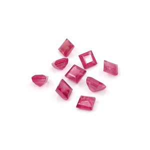 Rubis naturels de Bangkok, carrés calibrés de 4 mm, pierres précieuses de rubis naturelles facettées, prêtes à l'emploi pour la fabrication de bijoux - Product Image 3