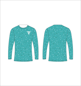 เสื้อยืดแขนยาวลายพรางสีเขียวอมฟ้าสำหรับผู้ชาย ลายจุดสีขาวทรงเรขาคณิต คอกลม เสื้อยืดลำลอง สตรีทแวร์ เสื้อออกกำลังกาย - Product Image 1