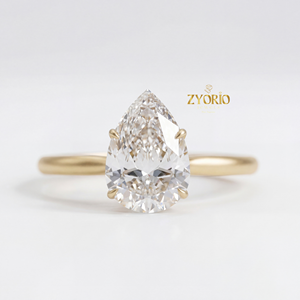 Anillo de Compromiso con Diamante Cultivado en Laboratorio en Forma de Pera, Plata de Ley, Claridad VVS, Acabado Mate, Banda Solitaria Abombada para Boda y Fiesta - Product Image 6