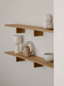 Multi Layer Wooden <b>Wall</b> <b>Mounted</b> Storage <b>Shelf</b> with Metal Brackets-Modern Durable Living Room Organization - Product Image 3