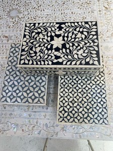 Handmade Natural Buffalo Bone Inlay <b>Box</b>: Ornamental Geometric Pattern Jewelry <b>Box</b> - Product Image 3