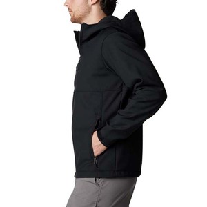 Veste en polaire à capuche noire pour homme, coupe régulière, fermeture éclair, couleur unie, coupe-vent, vêtements d'hiver, coque en polyester, style décontracté - Product Image 6