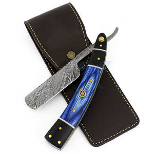 Rasoir droit professionnel vintage en acier Damas pour hommes, approuvé par les barbiers, rasoir jetable classique à lame droite - Product Image 3