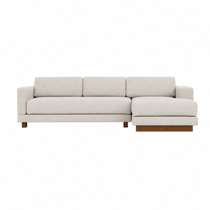 Juego de Sofás en Forma de L Aruna, Estilo Escandinavo Moderno, Estructura de Madera de Teca Sólida, Chaise Longue Espaciosa de Alta Calidad, Muebles para el Hogar de Tela - Product Image 1