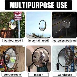 Miroir convexe en acrylique réglable de 12 pouces, grand angle de 160 degrés, solution pour les angles morts du trafic, pour garages et allées, conception en S - Product Image 5