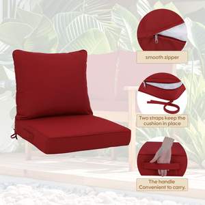 Set di cuscini per esterni profondi 24x24 pollici imbottiti per mobili da giardino impermeabili resistenti allo sbiadimento e cinghie regolabili per sedie divano - Product Image 2