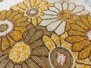 Handmade Luxury Eco-Friendly Beaded Placemat 17x12 Inch Sunflower Floral <b>Dinner</b> <b>Mat</b> for Home Use - Product Image 6